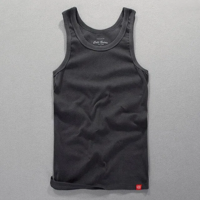 2020 Men Summer Fashion Japan Style Cotton Solid Color Round Neck Sleeveless Sport Running Vest Male Casual Minimalism Tank Tops