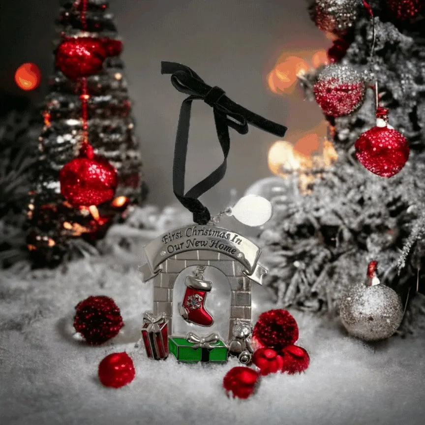3D First Christmas in Our New Home Fireplace Ornament with Engraving Tag by Creative Gifts