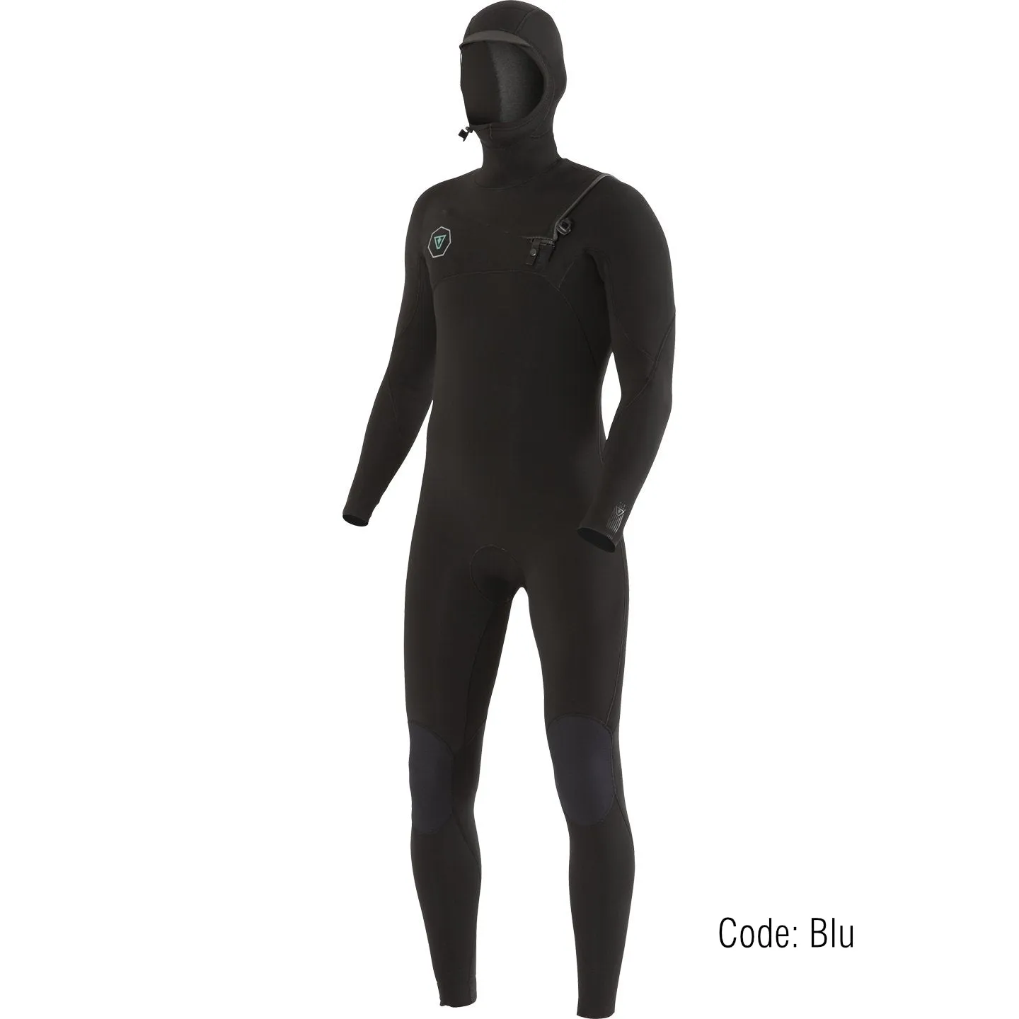 5/4 Mens Vissla 7 Seas Hooded Full Suit - Black with blue liner