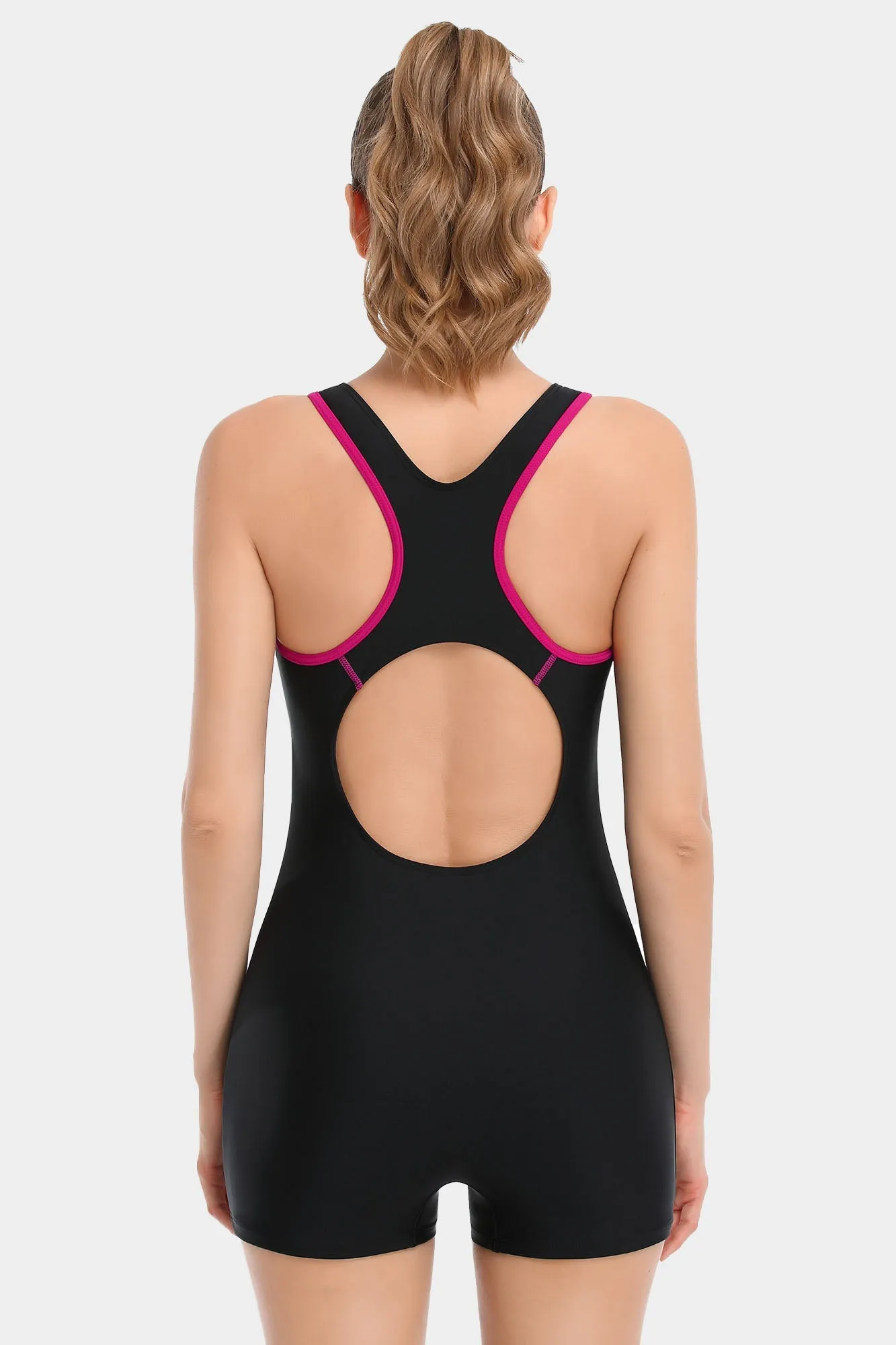 Attraco Pink Pullover Athletic Boyleg Racerback Swimwear