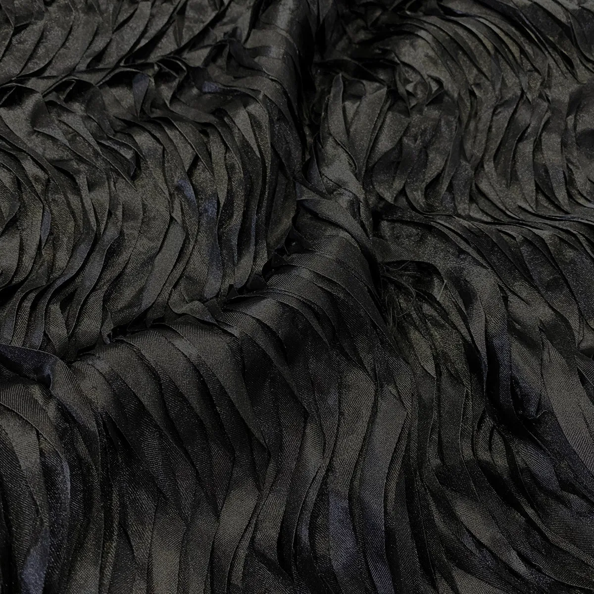 Austrian Wave Satin Wholesale Fabric in Black