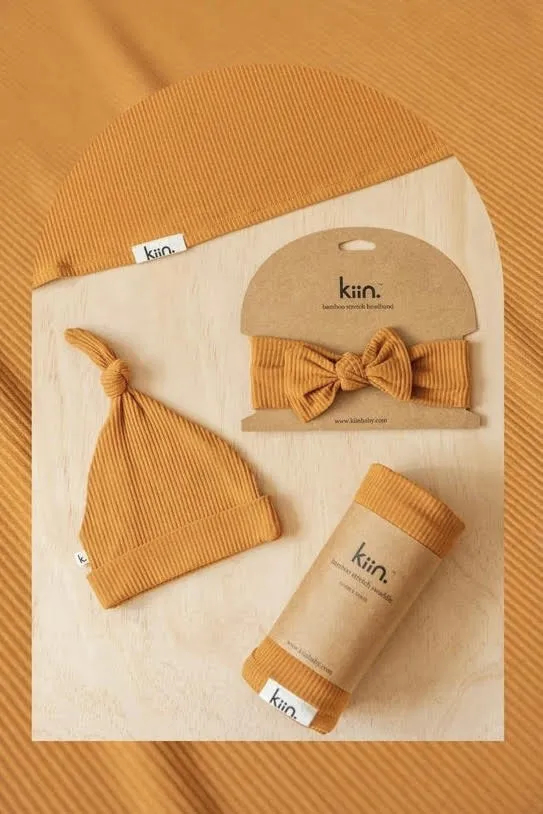 Bamboo Stretch Swaddle - Caramel (plus accessories)