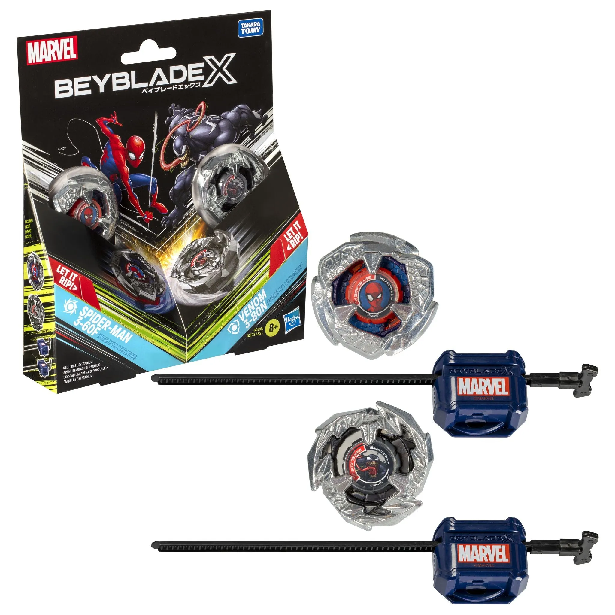 Beyblade X Marvel Collab Spider-Man 3-60F vs. Venom 3-80N
