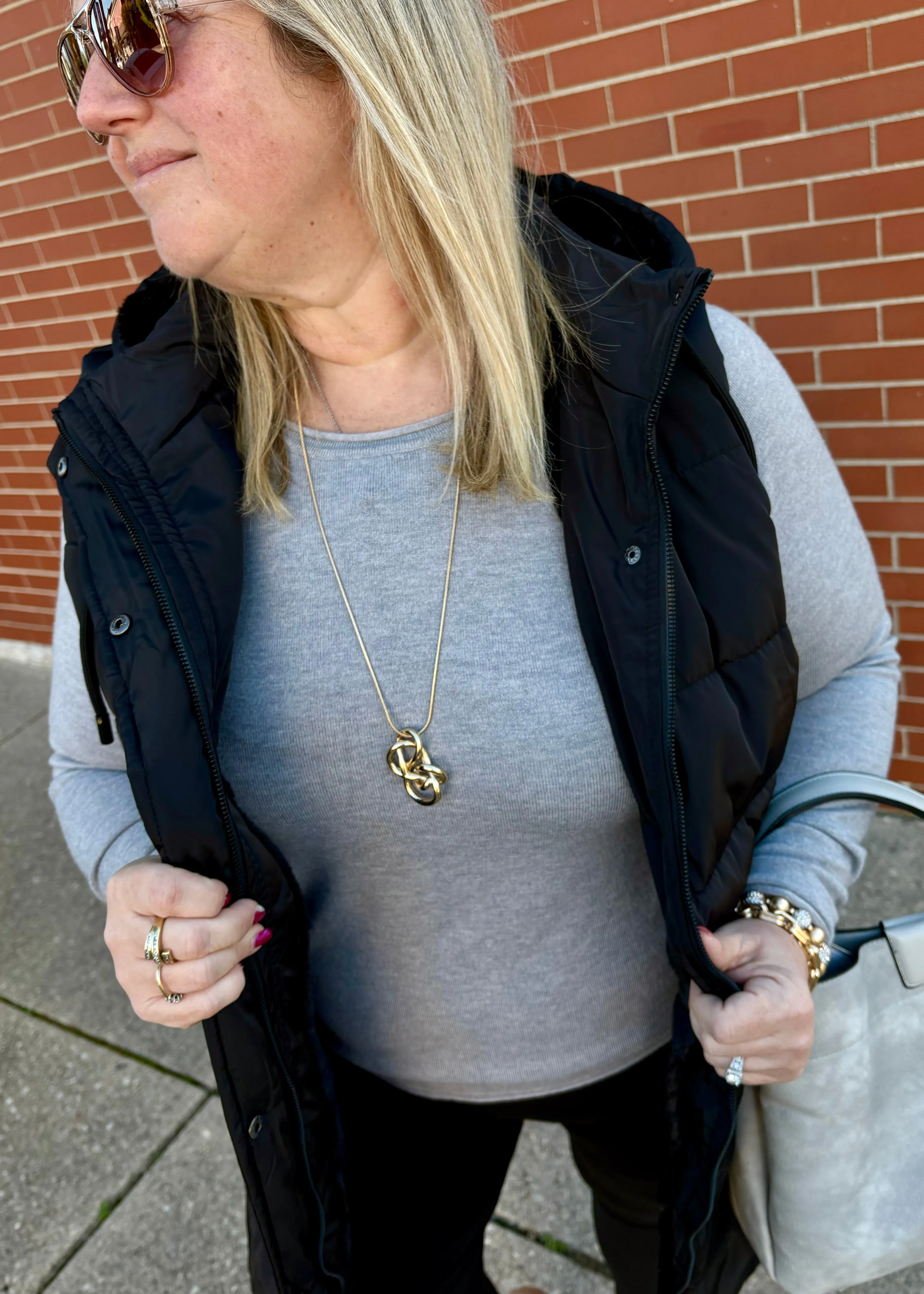 Black - Long Puffer Vest