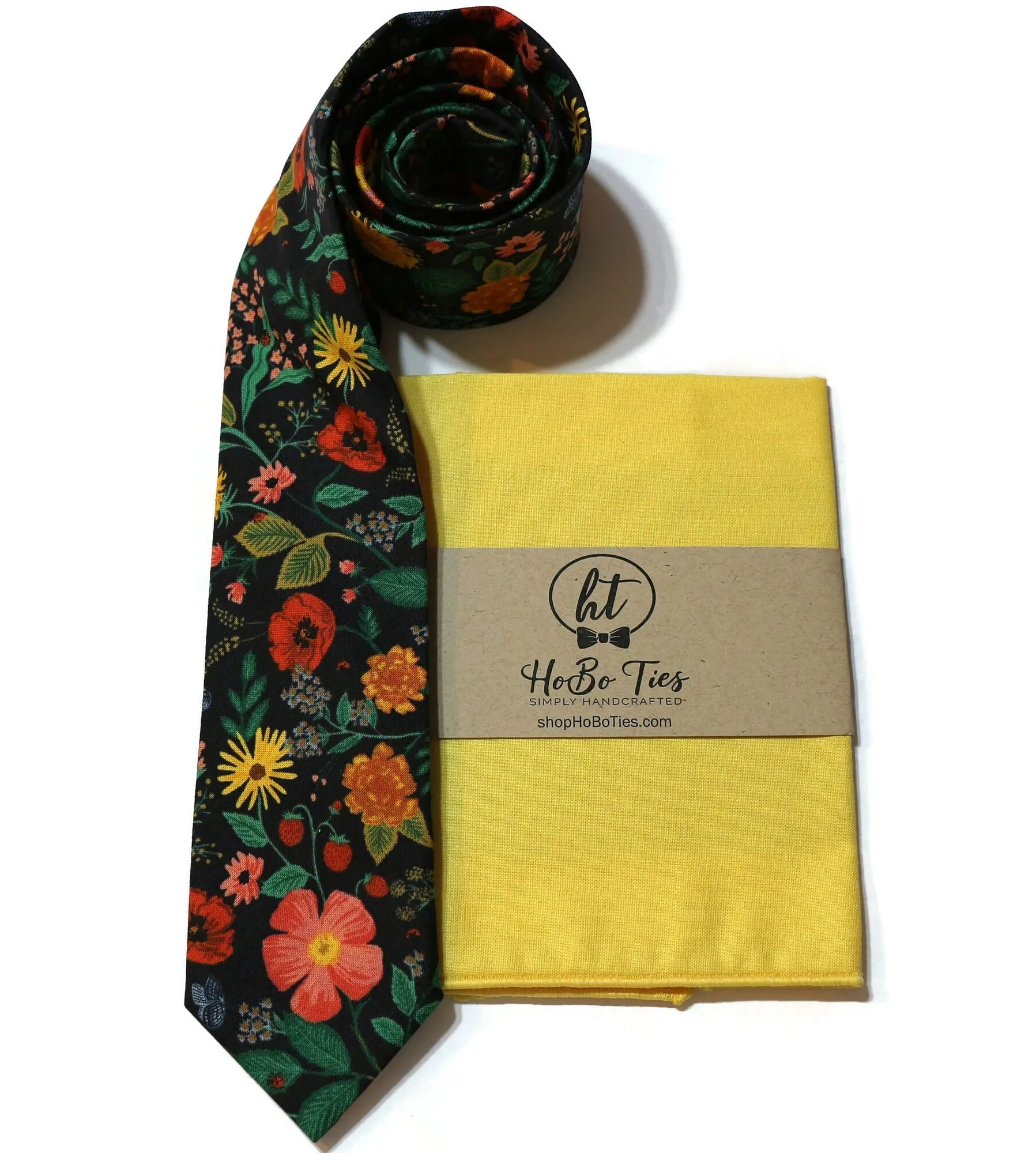 Black Poppy Fields Floral Necktie