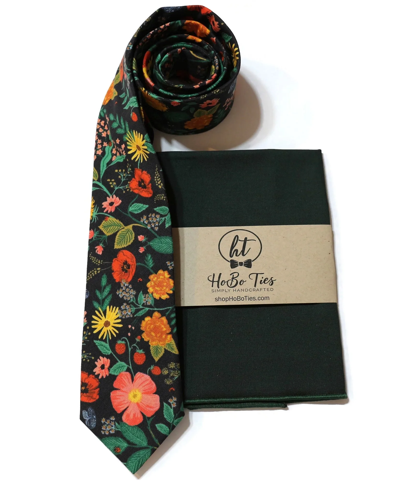 Black Poppy Fields Floral Necktie