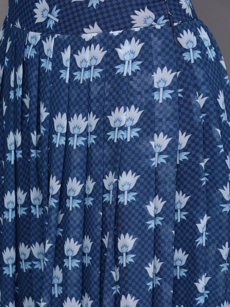 Blue Georgette Printed Palazzo Suit
