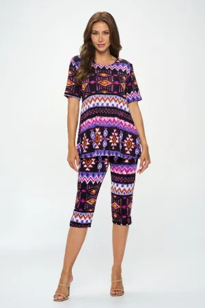 Capri Pant Set Short Sleeve - 9003BN-SRP1-W407