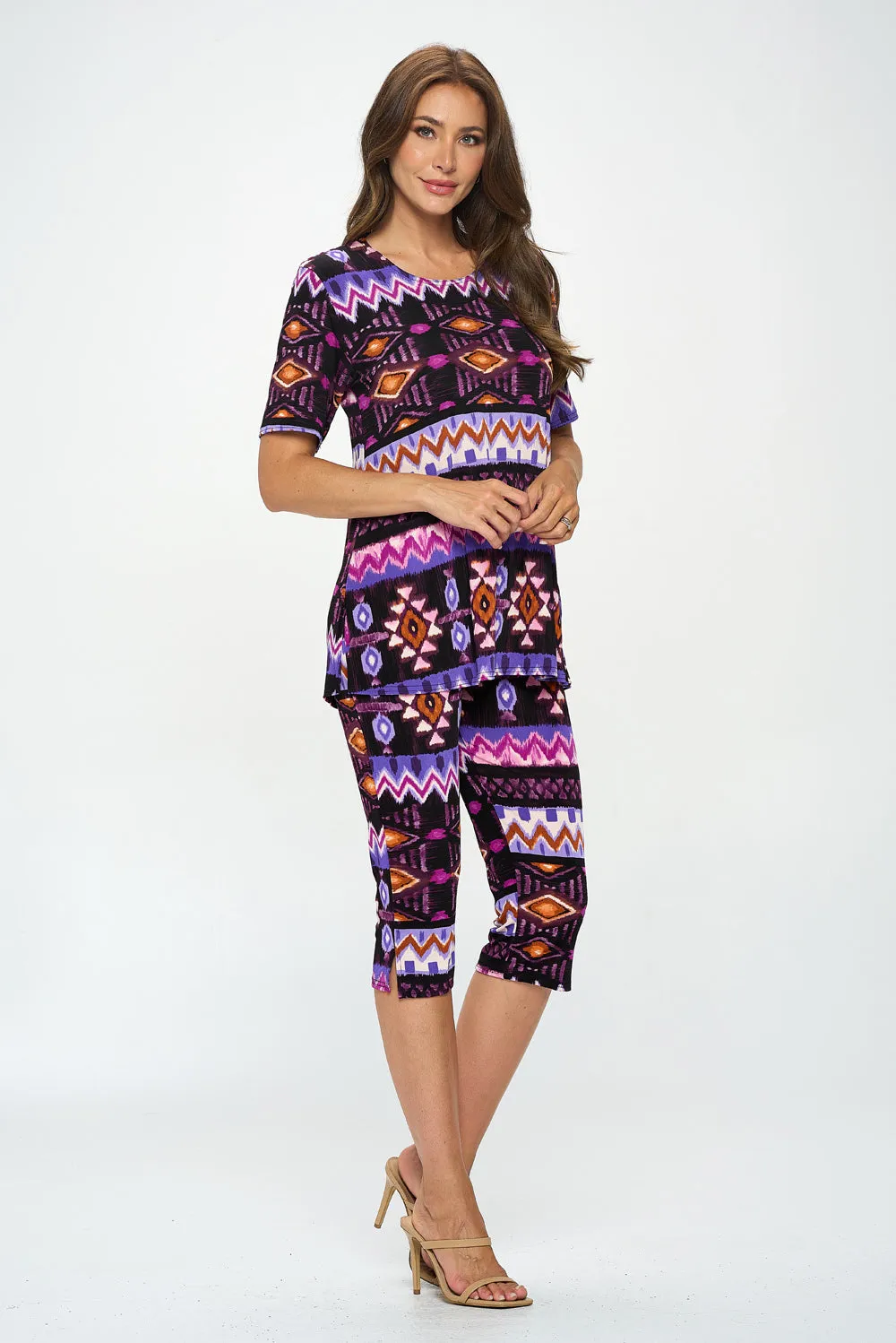 Capri Pant Set Short Sleeve - 9003BN-SRP1-W407