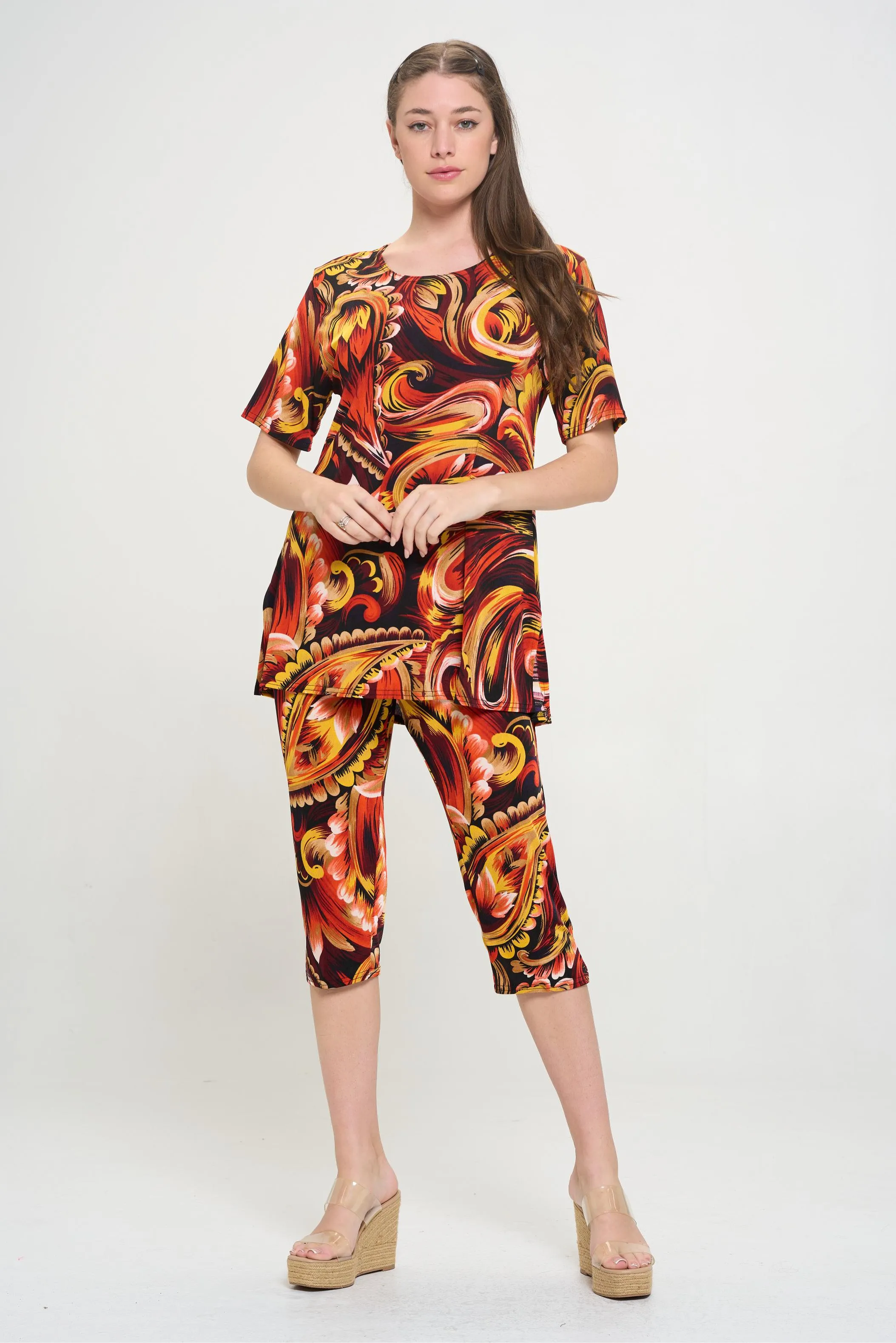 Capri Pant Set Short Sleeve - 9003BN-SRP1-W435