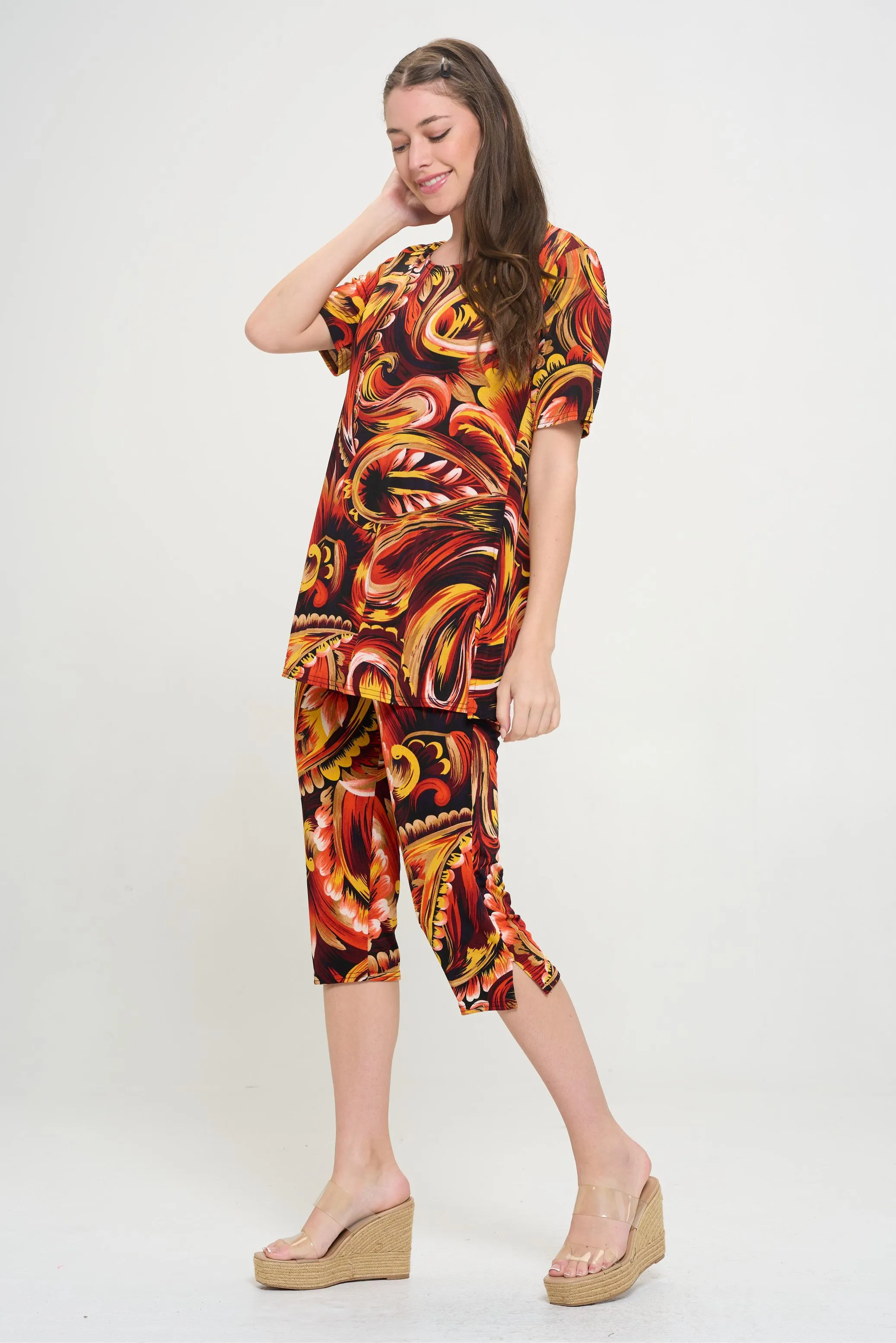 Capri Pant Set Short Sleeve - 9003BN-SRP1-W435