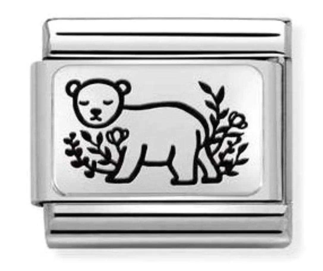Classic Silver Bear Flowers Charm