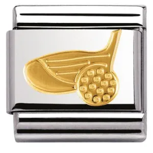 Classic S/Steel,bonded yellow gold Golf Ball and Club  030106/24