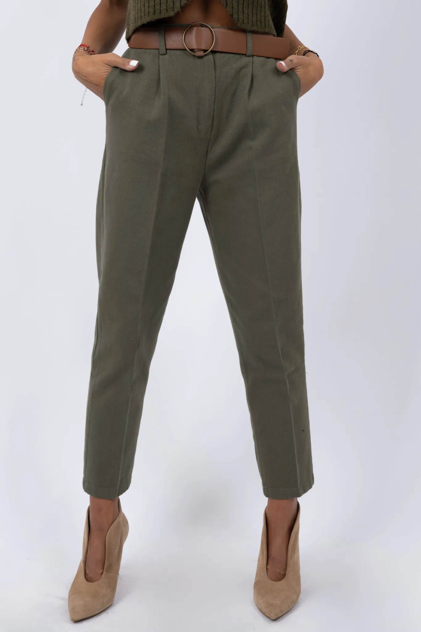 Cotton Chino Trousers with Belt