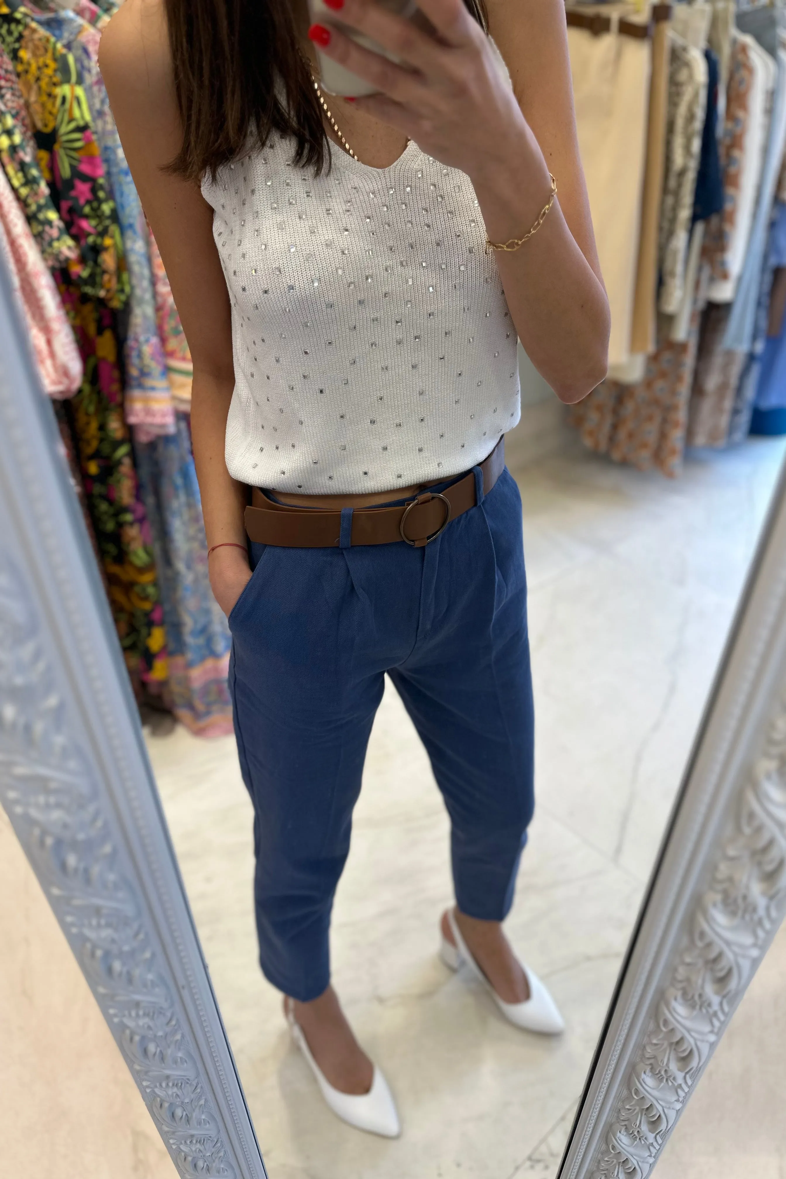 Cotton Chino Trousers with Belt