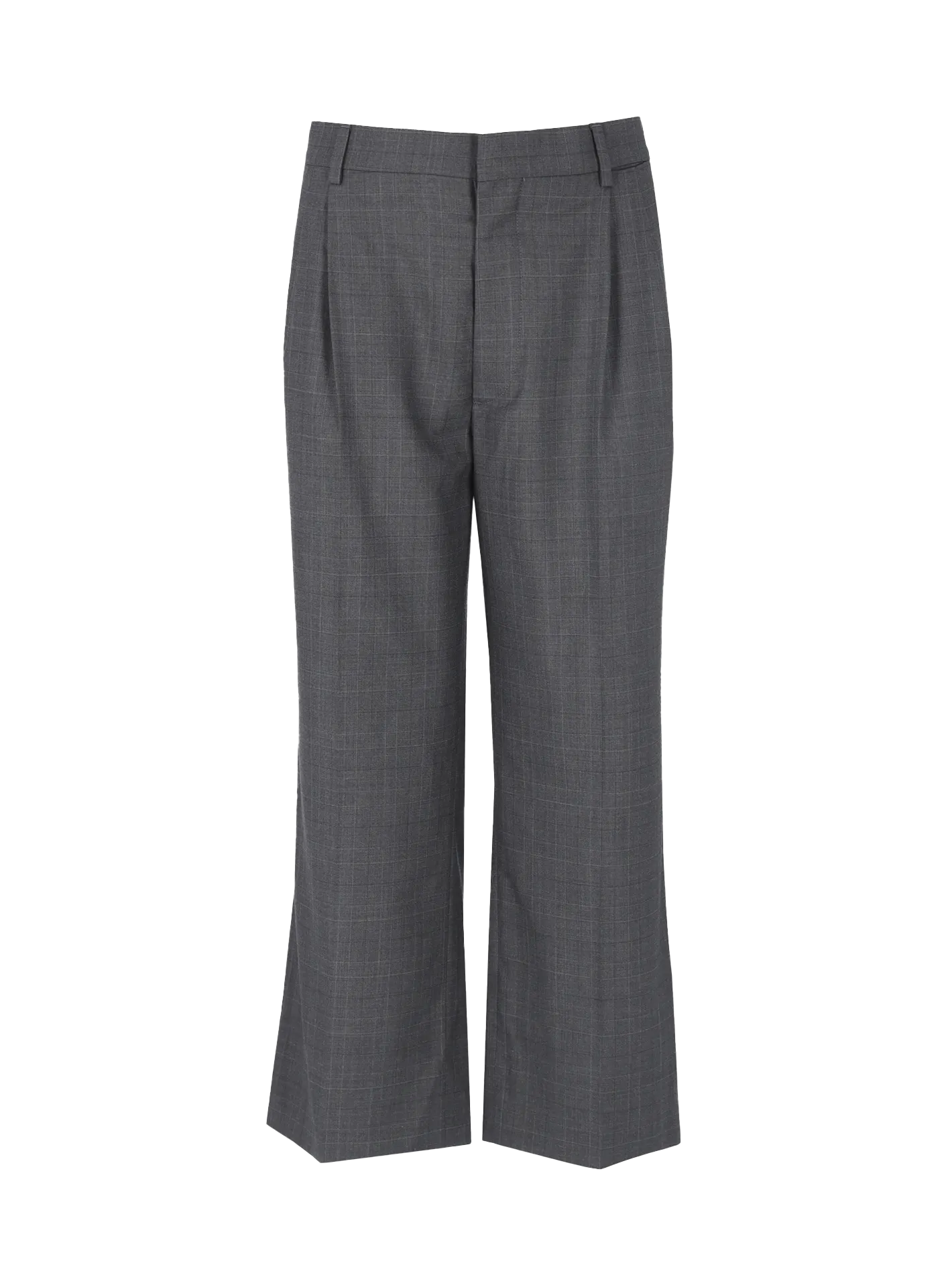 cropped prince of wales checked wool straight-leg trousers