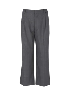 cropped prince of wales checked wool straight-leg trousers