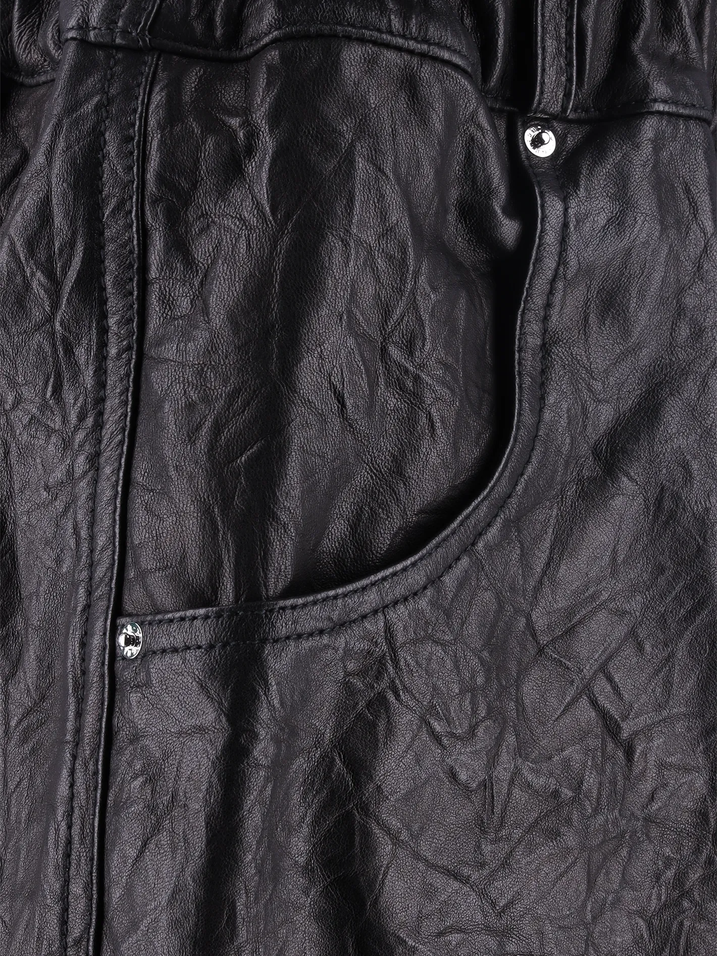 crushed effect leather shorts