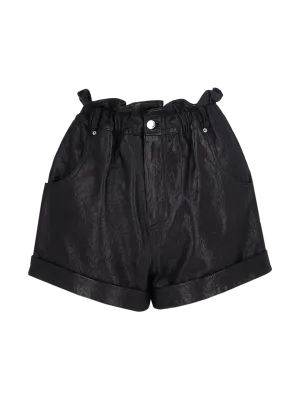 crushed effect leather shorts