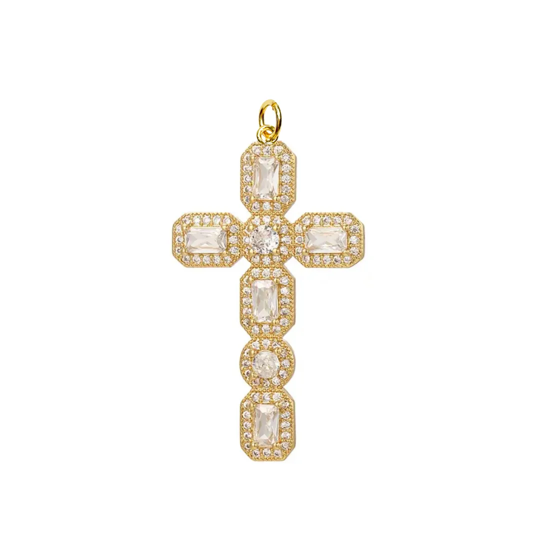 CZ Zircon Cross Charm For Charm Necklace & Bracelet