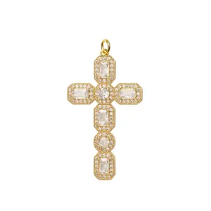 CZ Zircon Cross Charm For Charm Necklace & Bracelet