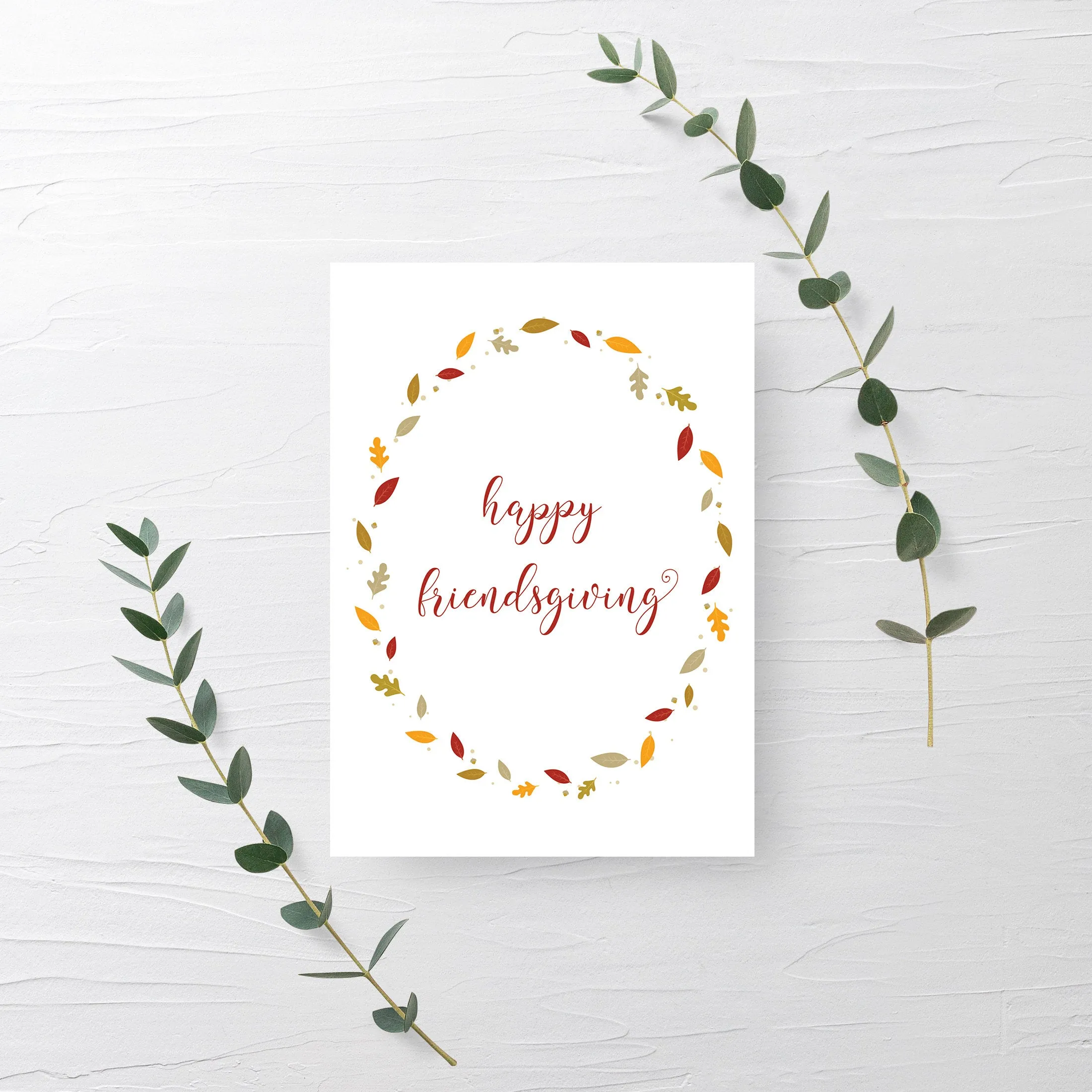Fall Leaves Happy Friendsgiving Sign Printable, INSTANT DOWNLOAD - FL100