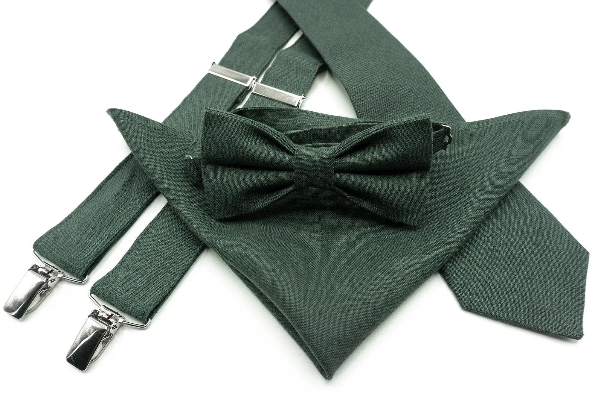 Forest Green Necktie Set for Groomsmen and Groom