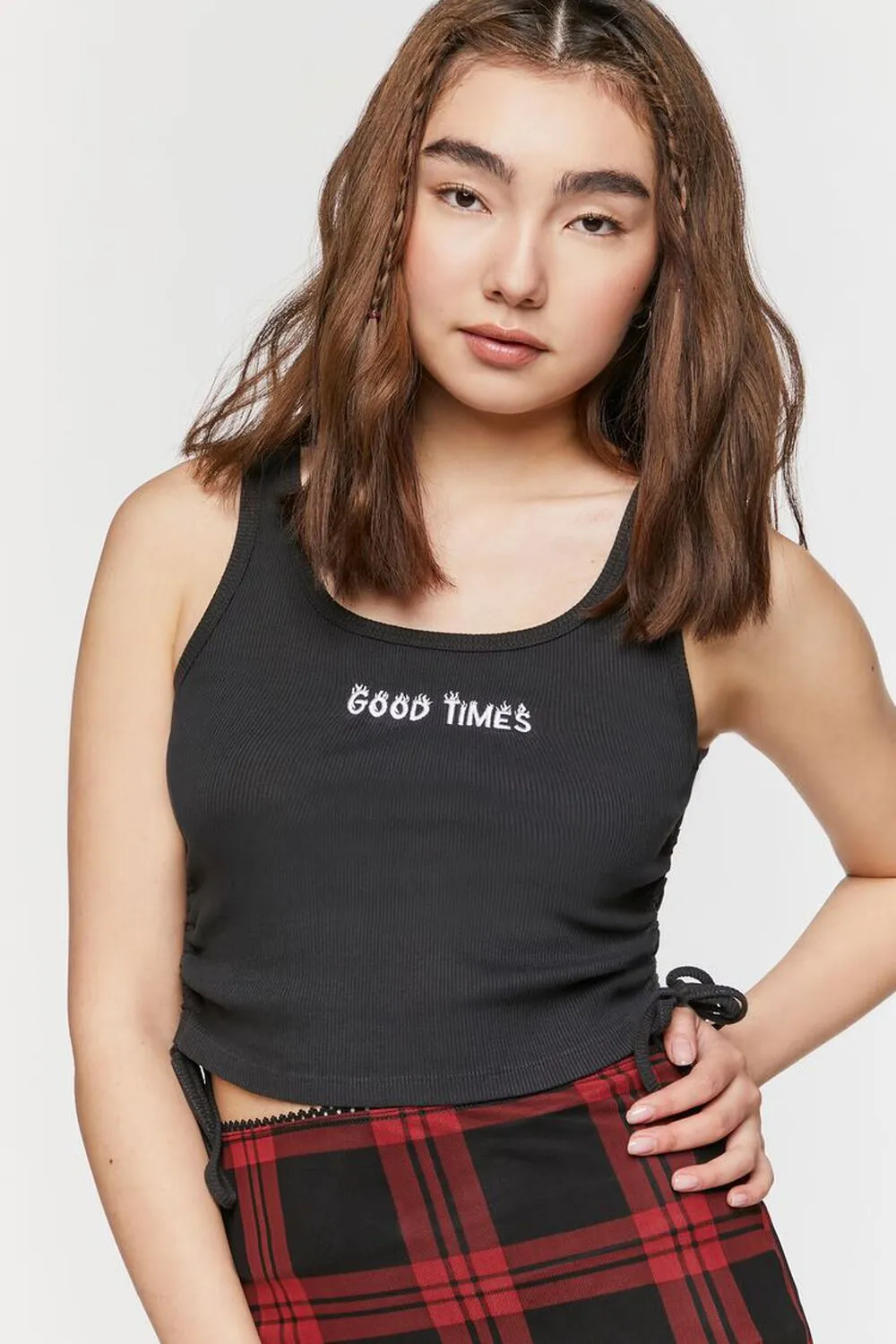 Forever 21 Good Times Drawstring Tank, Black