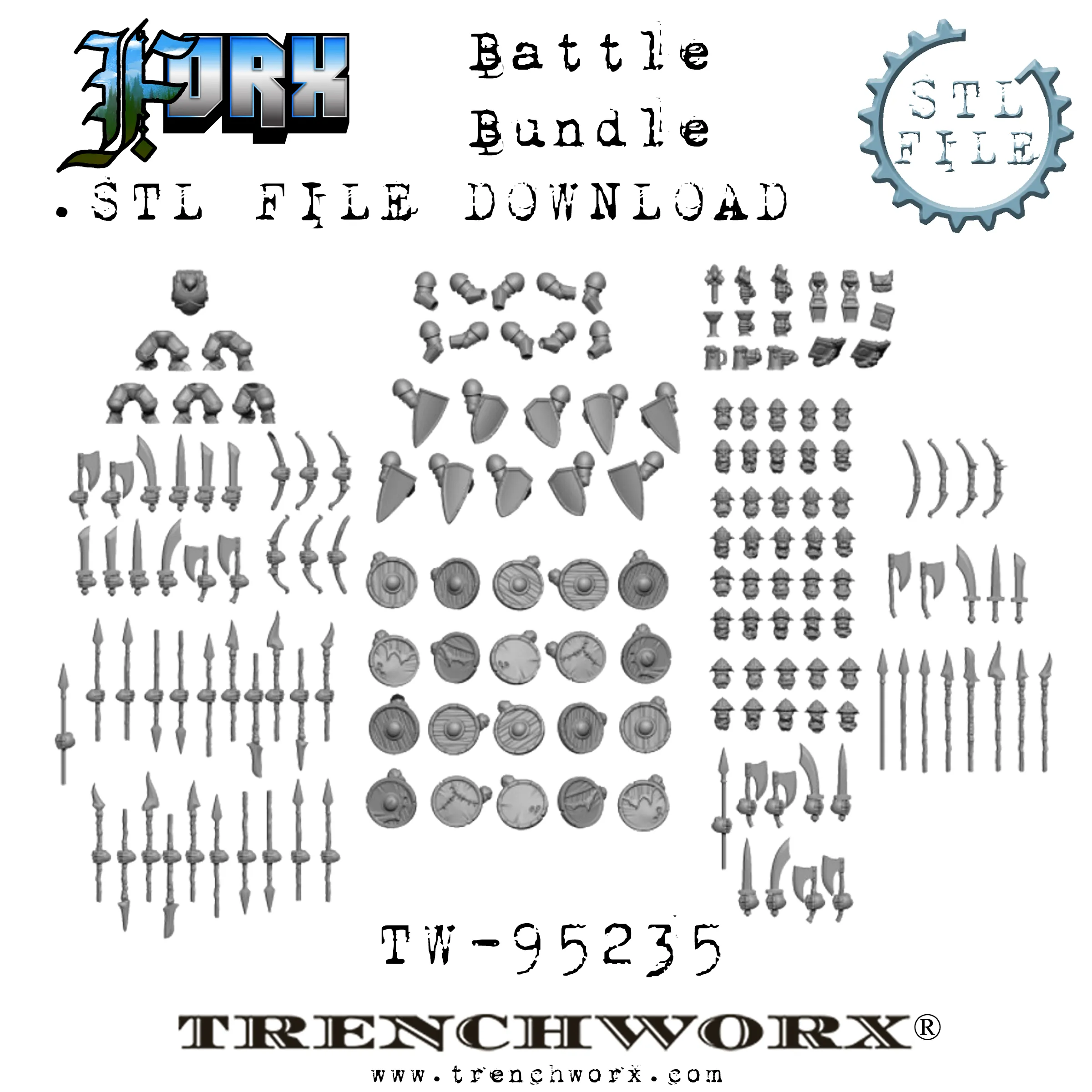 FOrx Orc Army Battle Bundle .STL Download