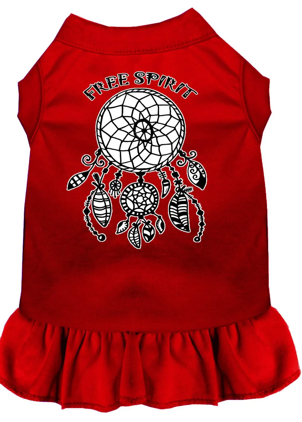 Free Spirit Screen Print Dog Dress Red 4x (22)