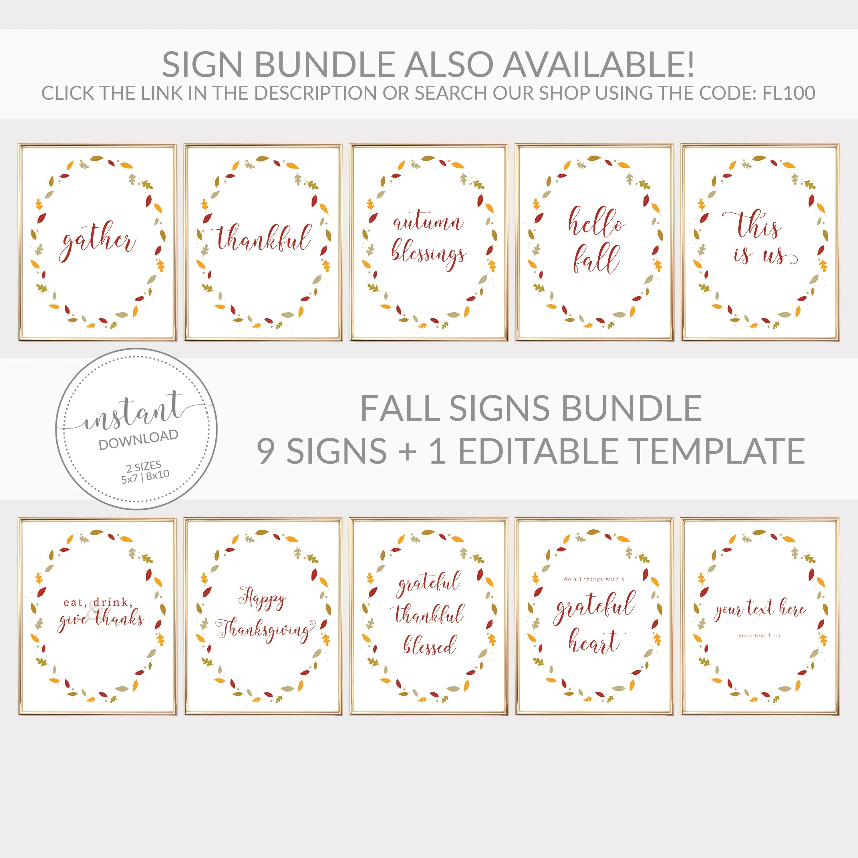 Friendsgiving Menu Template, Printable Fall Dinner Menu, Editable INSTANT DOWNLOAD - FL100