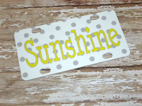 Gray Polka Dot Mini License Plate