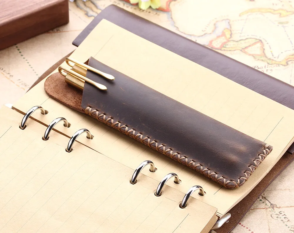 Handmade Genuine Leather Double Pen Pouch/Bag