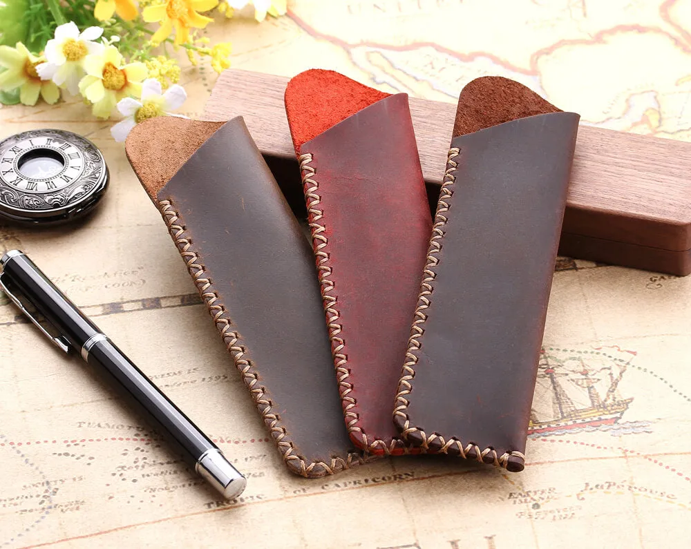 Handmade Genuine Leather Double Pen Pouch/Bag