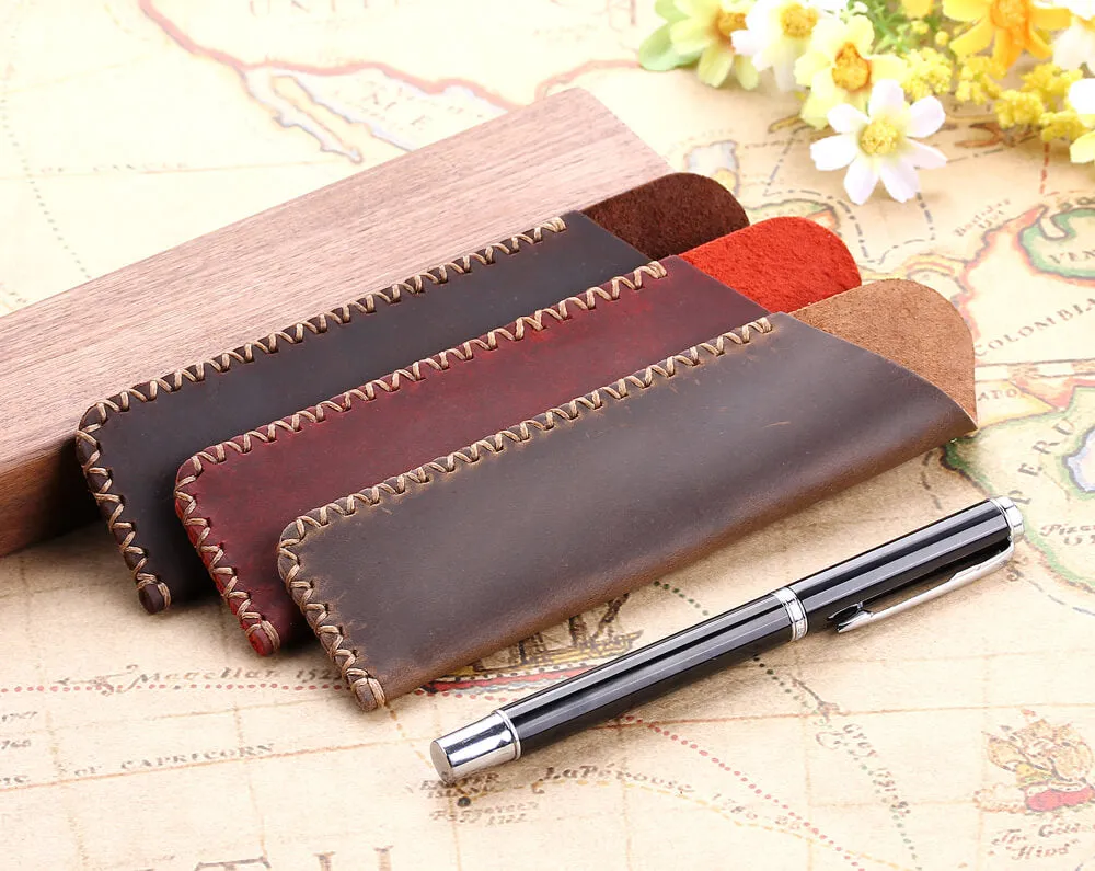 Handmade Genuine Leather Double Pen Pouch/Bag
