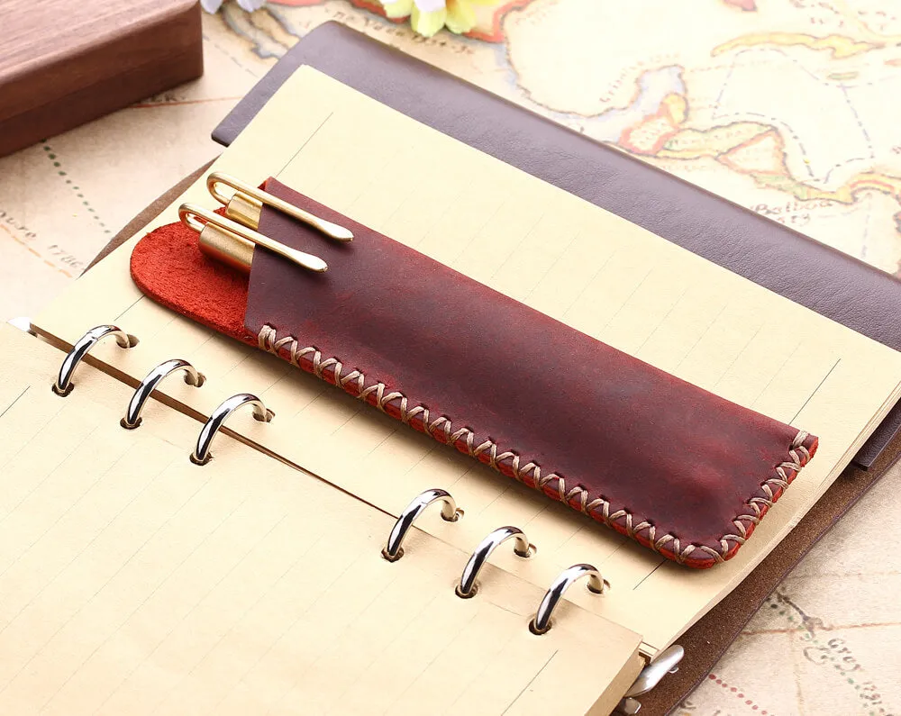 Handmade Genuine Leather Double Pen Pouch/Bag