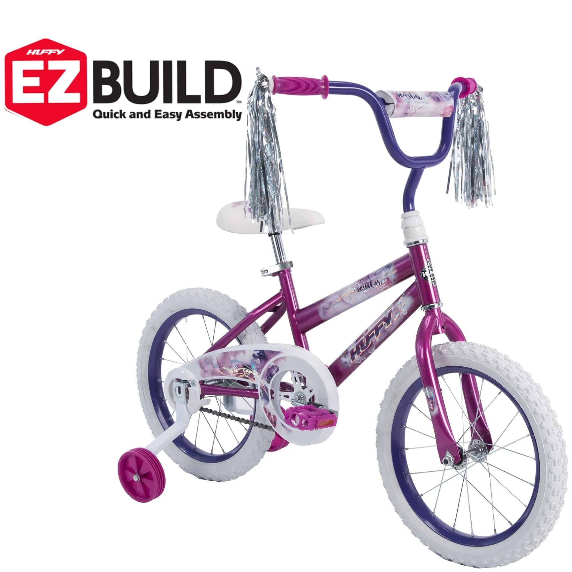 Huffy 16in Sea Star Kids Bicycle, for Kids Ages 4  years, Child, Metallic Purple