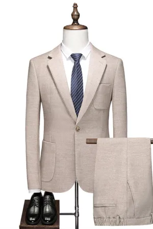 Khaki Two Pieces Notched Lapel Formal Business Suits
