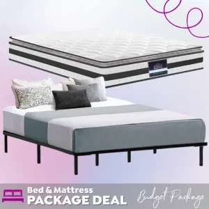 King Package | Ted Metal Bed Black & Normay Pillow Top Mattress (Medium Firm)