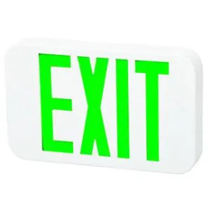 LED Exit Sign White with Green Letters BB