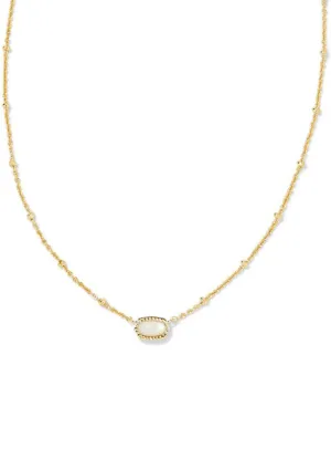 Mini Elisa Pendant Necklace Gold Ivory Mop by Kendra Scott