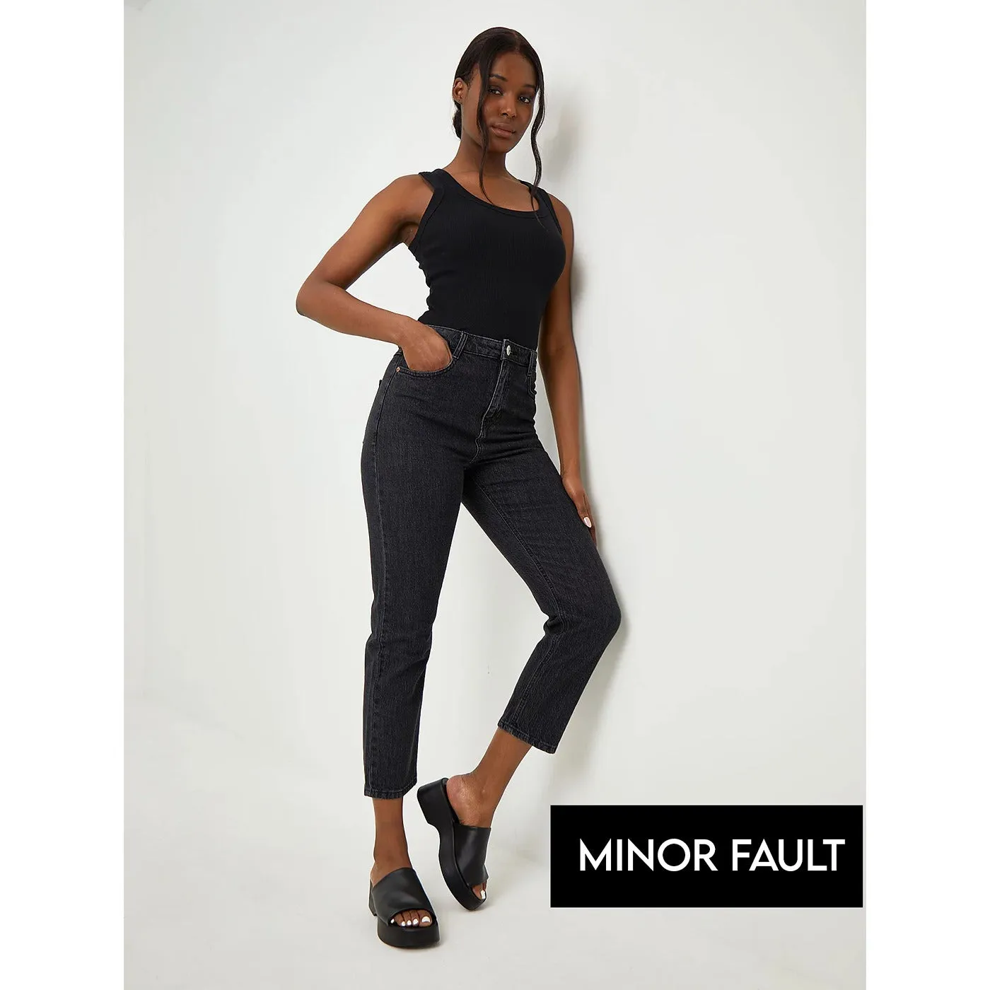 Minor Fault Black High Rise Straight Jeans