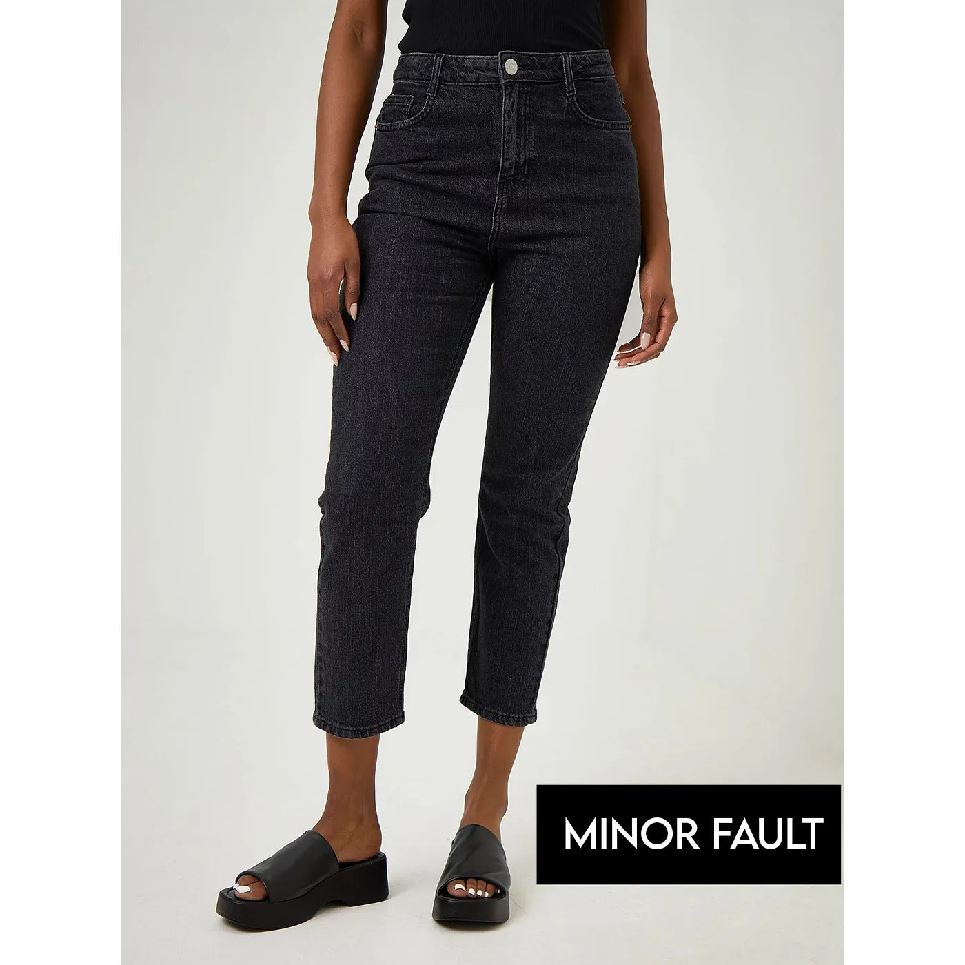 Minor Fault Black High Rise Straight Jeans