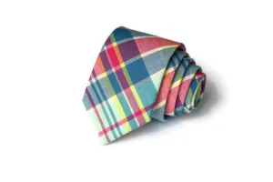 Mint & Blue Madras Plaid Necktie
