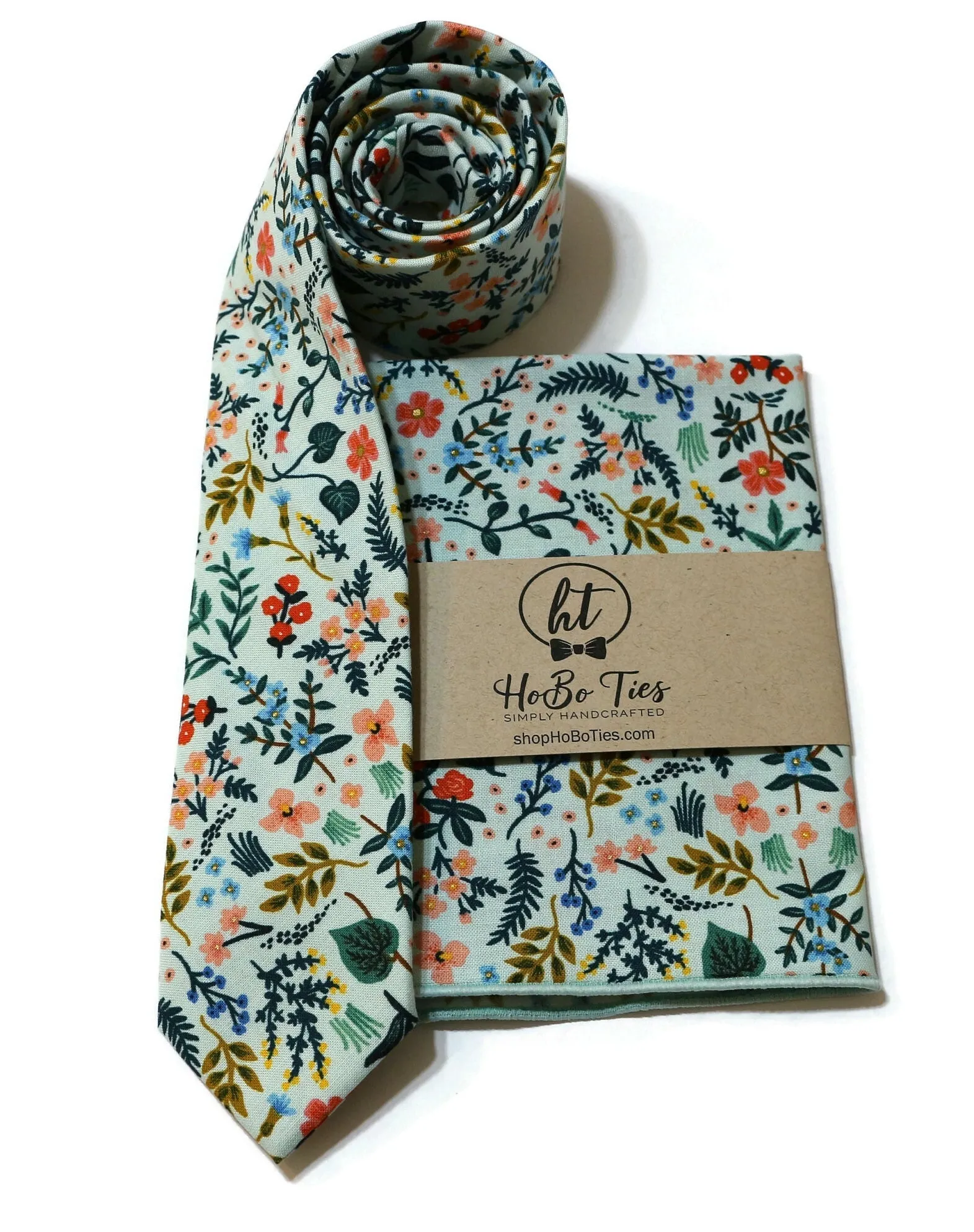 Mint Metallic Wildwood Floral Necktie
