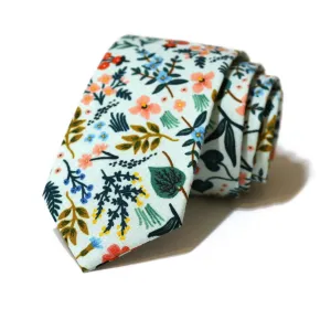 Mint Metallic Wildwood Floral Necktie