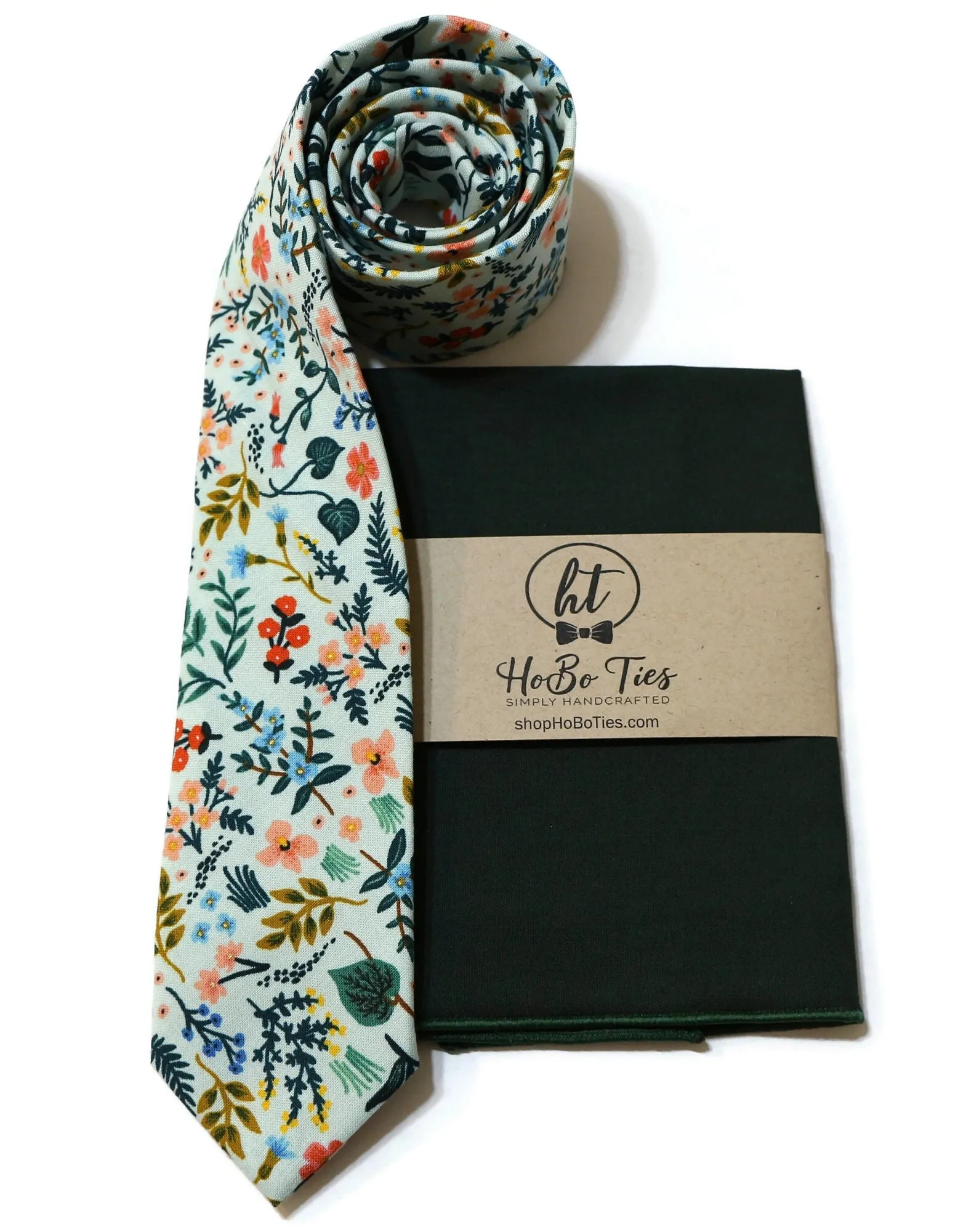 Mint Metallic Wildwood Floral Necktie