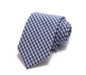 Nautical Blue Gingham Check Necktie