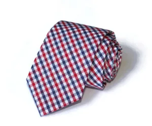 Navy & Red Tattersall Necktie - Youth