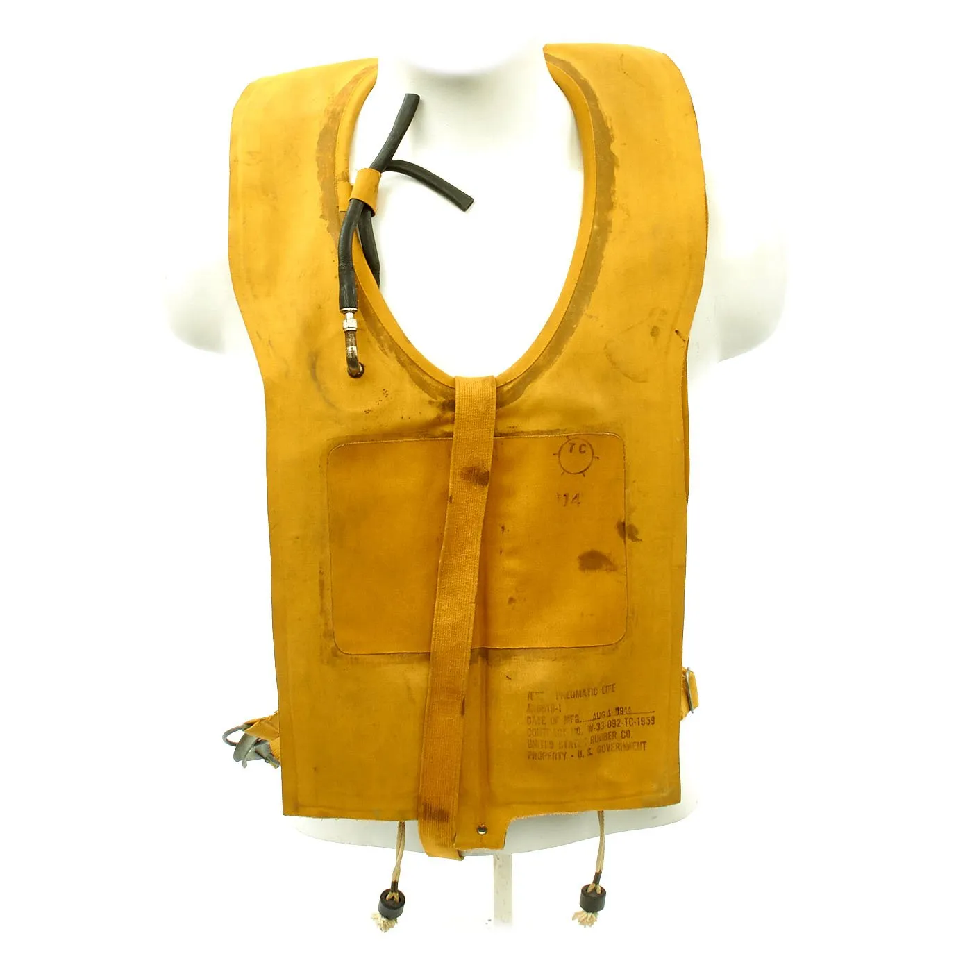 Original U.S. WWII USAAF Mae West Pneumatic Life Vest with Dye Marker - Dated AUG 4 1944